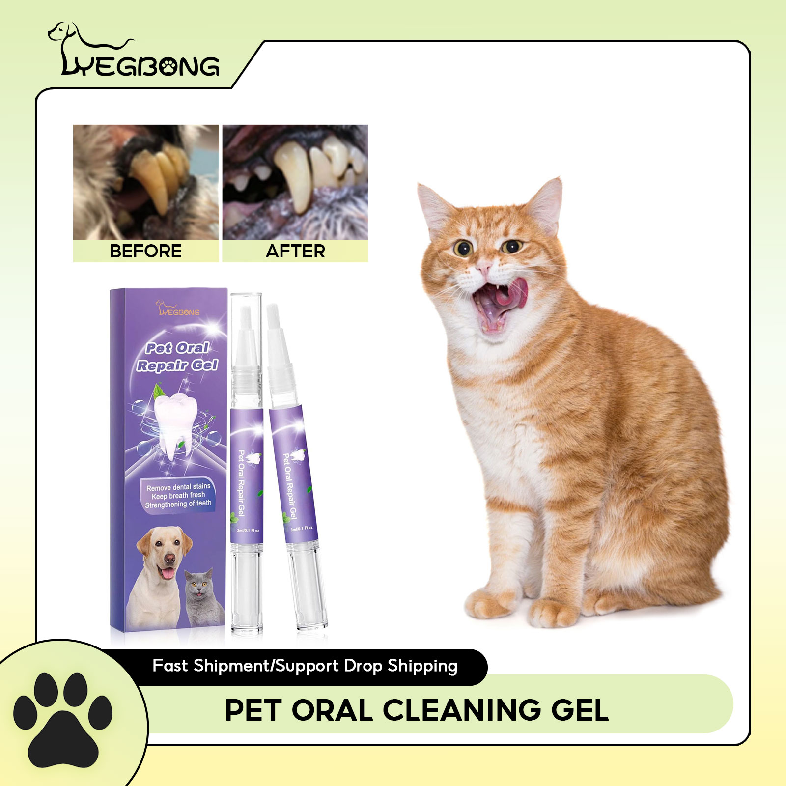 Teeth Whitening Gel - Pet Oral Repair Gel Puppy Tartar